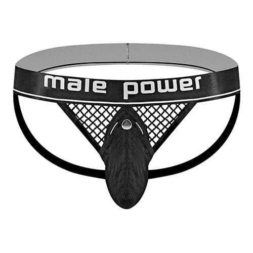 Male Power - Cock Pit Fishnet Cock Ring Jock Underwear S/M (Black)    Gay Pride Underwear