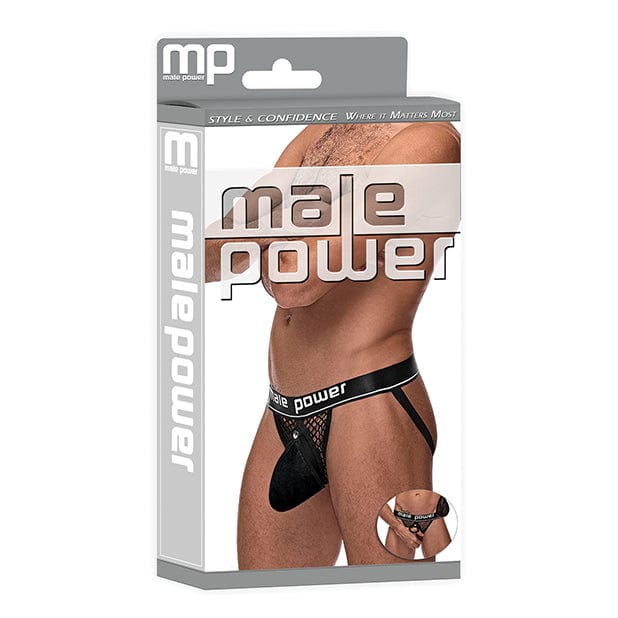 Male Power - Cock Pit Fishnet Cock Ring Jock Underwear S/M (Black)    Gay Pride Underwear