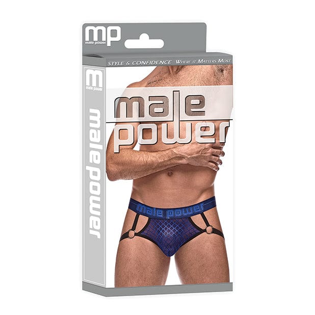 Male Power - Diamond Mesh Jock Underwear with Ring S/M (Blue)    Gay Pride Underwear