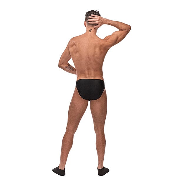 Male Power - Nylon Spandex Pouchless Brief Underwear O/S (Black) Gay Pride Underwear