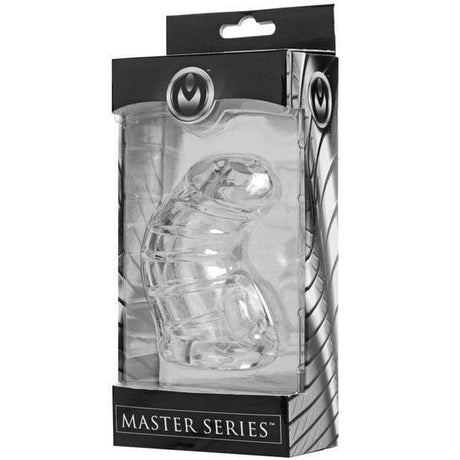 Master Series - Detained Soft Body Chastity Cage (Clear)    Rubber Cock Cage (Non Vibration)