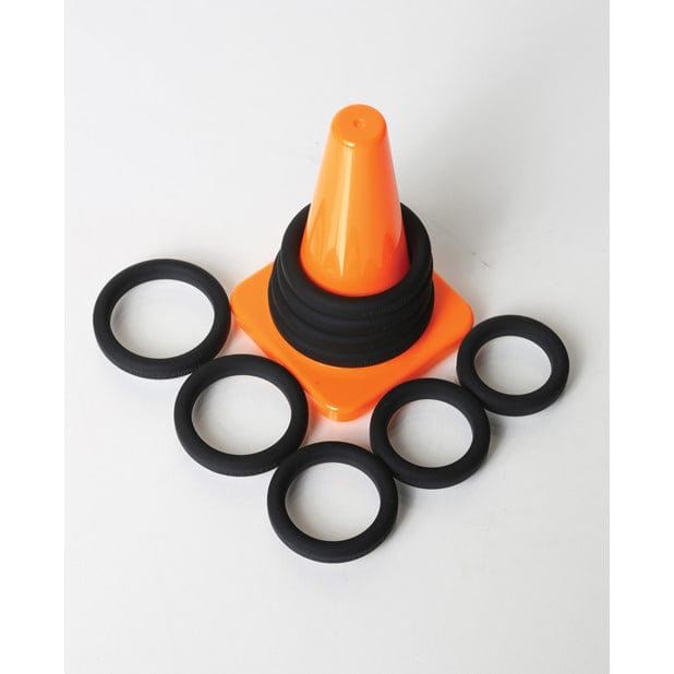 Perfect Fit - Play Zone Xact Fit Silicone Cock Rings Kit Pack of 9 (Black) PF1047 CherryAffairs