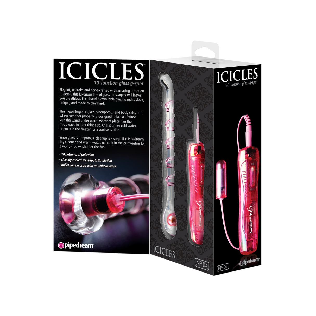 Pipedream - Icicles No. 4 Glass Vibrator 7" (Clear) - CherryAffairs.sg