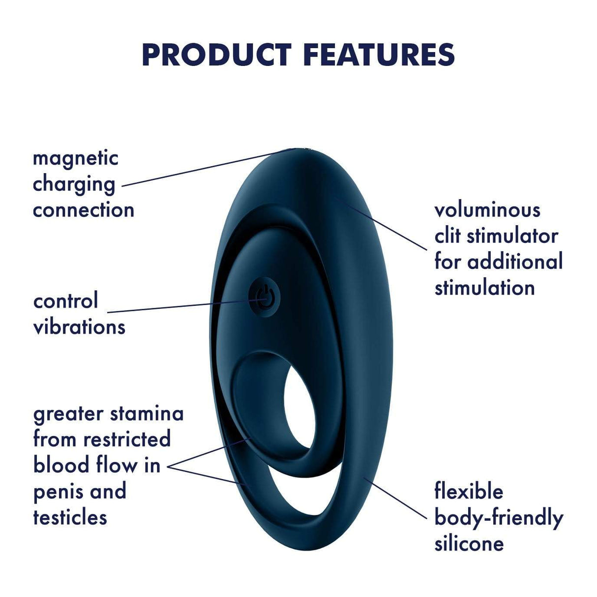 Satisfyer - Glorious Duo Silicone Vibrating Cock Ring (Black) STF1205 CherryAffairs