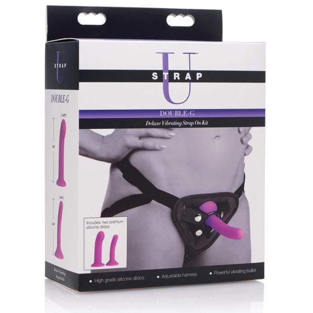 Strap U - Double G Deluxe Vibrating Strap On Kit (Black) STU1011 CherryAffairs