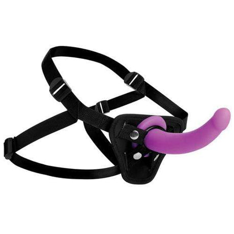 Strap U - Navigator Silicone G Spot Dildo with Strap On Harness (Black) STU1010 CherryAffairs
