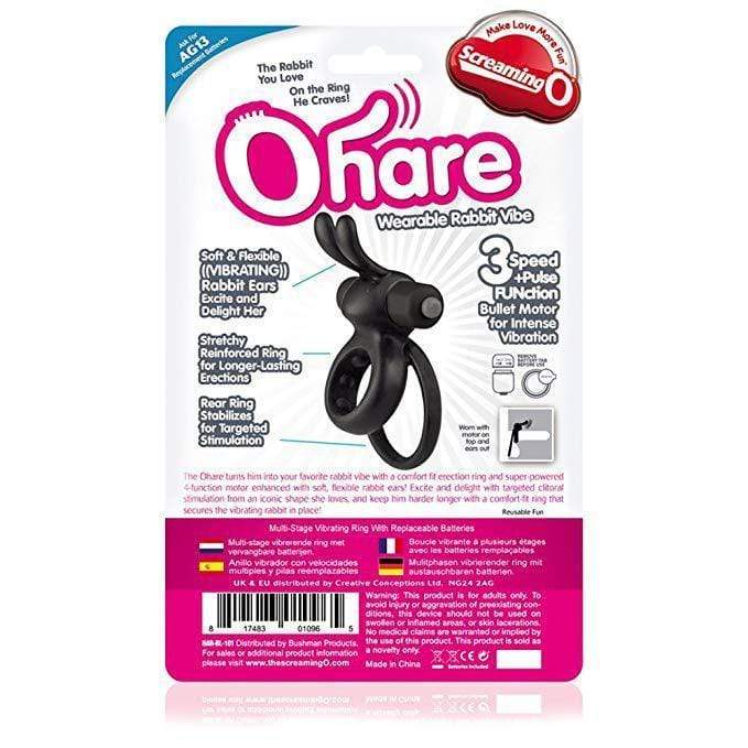 TheScreamingO - Ohare Rabbit Vibrating Cock Ring (Black) TSO1100 CherryAffairs