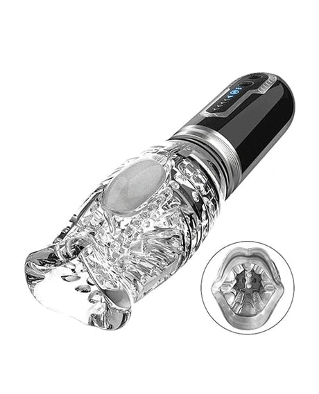 The Male Rose - 3 Thrusting, Rotating & Vibrating Oral Masturbator (Black) - Black