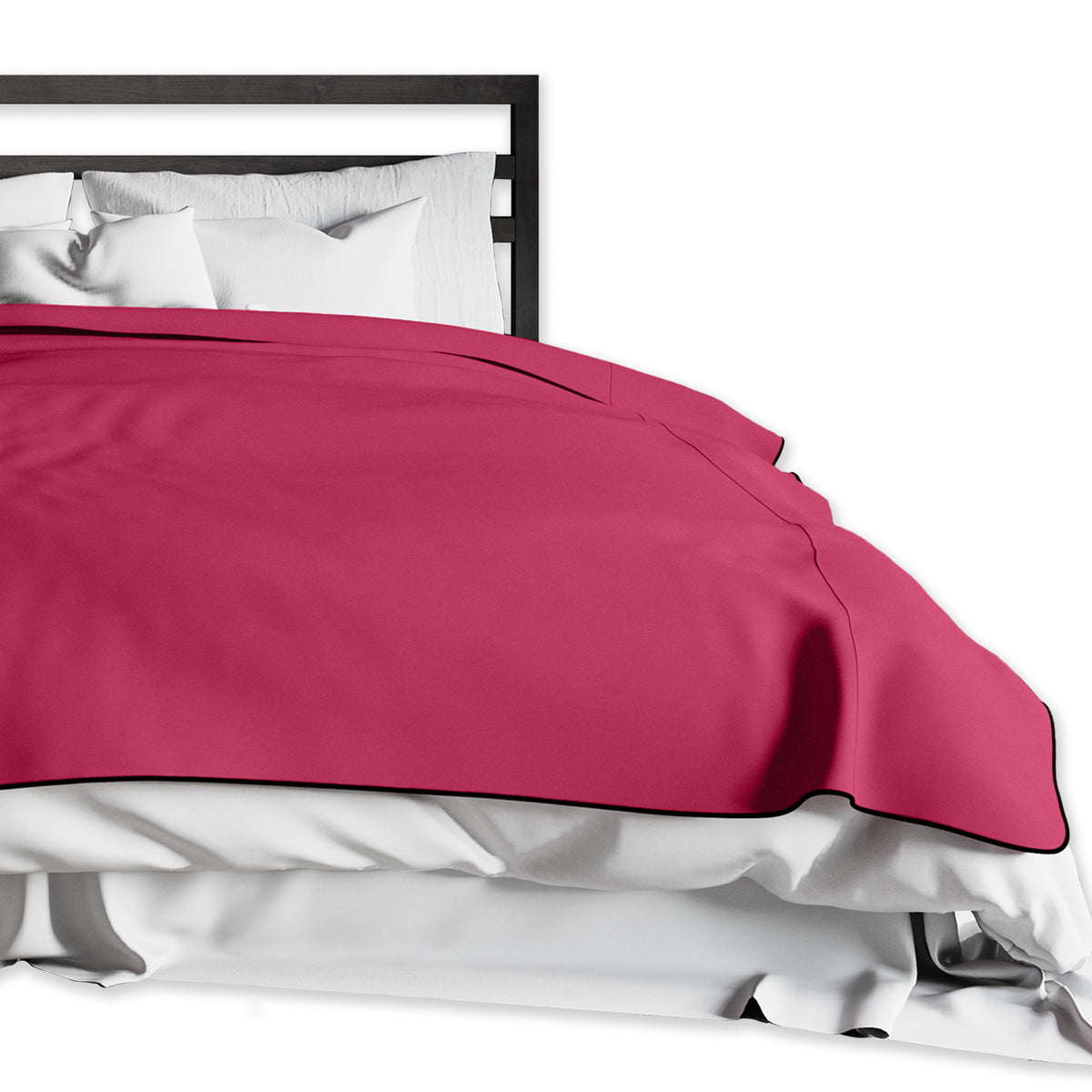 Liberator Fascinator King throw in Merlot spread across a bed, showing its drape and edging