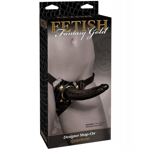 Pipedream - Fetish Fantasy Gold Designer Strap-On with Dildo (Black) - Black