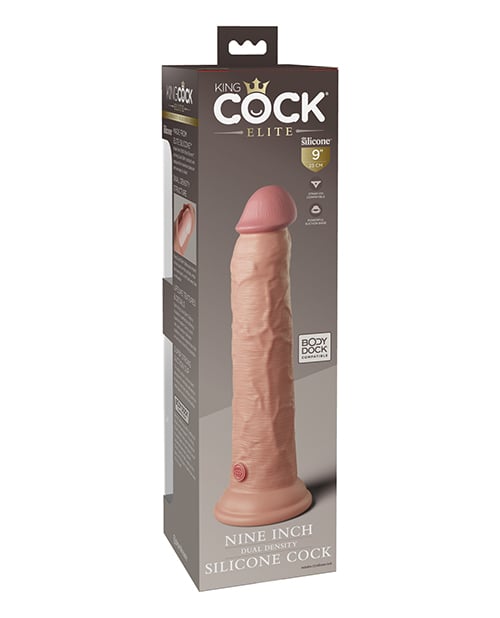 Pipedream - King Cock Elite Dual-Density Silicone Suction Dildo (Beige) - Beige / 22.9 cm