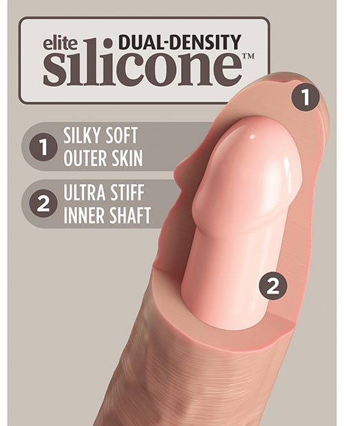 Pipedream - King Cock Elite Vibrating Silicone Suction Dildo - Beige / 17.8 cm
