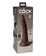 Pipedream - King Cock Elite Vibrating Silicone Suction Dildo - Brown / 17.8 cm