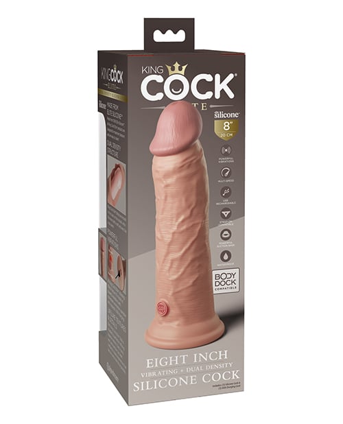 Pipedream - King Cock Elite Vibrating Silicone Suction Dildo - Beige / 20.3 cm