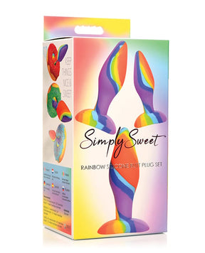 Curve Novelties - Simply Sweet Rainbow Silicone Anal Plug Set - Multi Colour