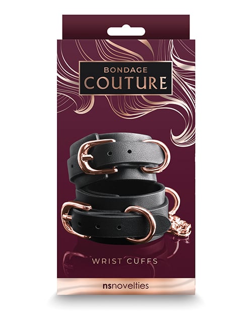 NS Novelties - Bondage Couture Wrist Cuffs (Black) - Black