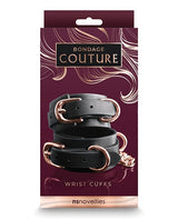 NS Novelties - Bondage Couture Wrist Cuffs (Black) - Black