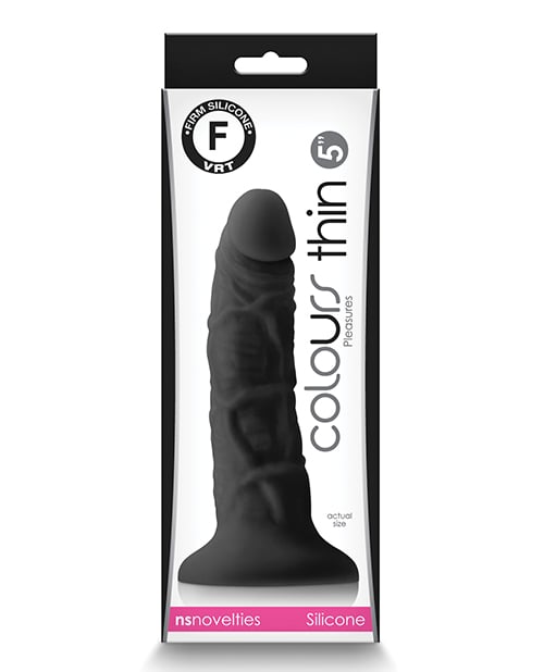 NS Novelties - Colours Pleasures 12.7 cm Slim Suction Dildo (Black) - Black / 12.7 cm