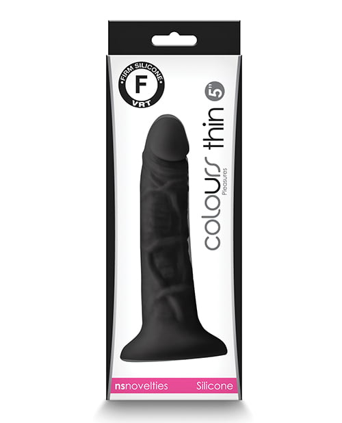 NS Novelties - Colours Pleasures 12.7 cm Slim Suction Dildo (Black) - Black / 12.7 cm