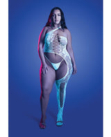Fantasy Lingerie - Lights Get Low Floral Bodystocking & Panty (White) - White / Queen Size