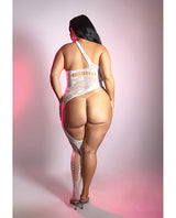 Fantasy Lingerie - Lights Get Low Floral Bodystocking & Panty (White) - White / Queen Size