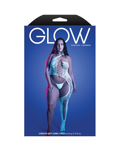 Fantasy Lingerie - Lights Get Low Floral Bodystocking & Panty (White) - White / Queen Size