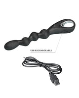 Pretty Love - Federer Rechargeable Beaded Anal Vibrator (Black) - Black