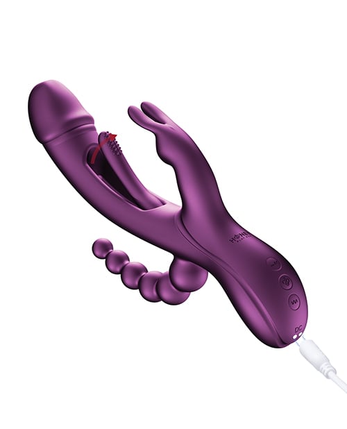 Honey Play Box - Trilux 4-in-1 Rabbit Vibrator with Anal Beads (Purple) - Purple