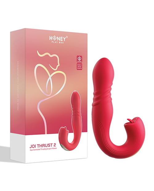 Honey Play Box - Joi Thrust 2 App-Controlled Thrusting Rabbit Vibrator (Red) - Red