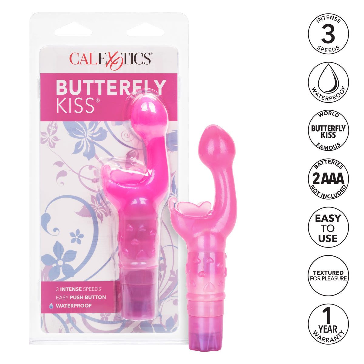 CalExotics - Butterfly Kiss Rabbit Vibrator (Pink) - Pink