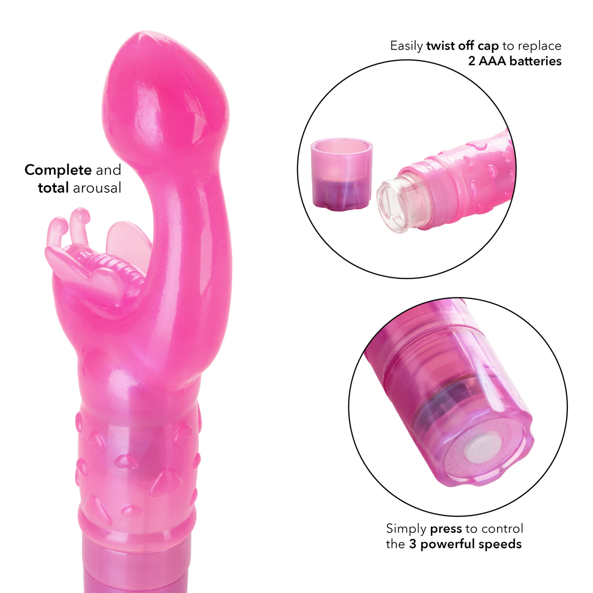CalExotics - Butterfly Kiss Rabbit Vibrator (Pink) - Pink
