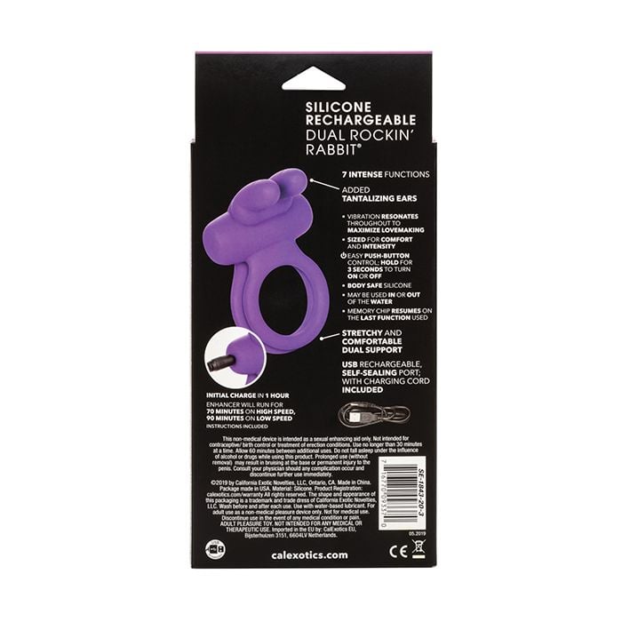 CalExotics - Rockin’ Rabbit Remote-Control Vibrating Cock Ring (Purple) - Purple