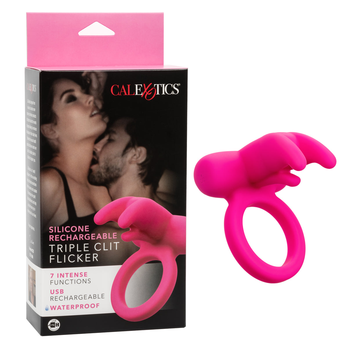 CalExotics - Triple Flicker Rechargeable Clitoral Vibrator (Pink) - Pink