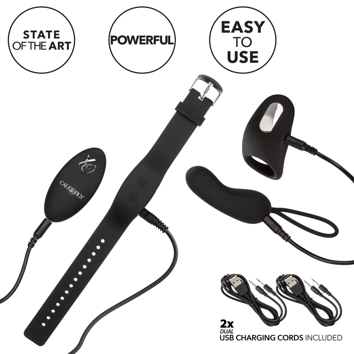 CalExotics - Remote-Control Rechargeable Couples Vibrator Set (Black) - Black