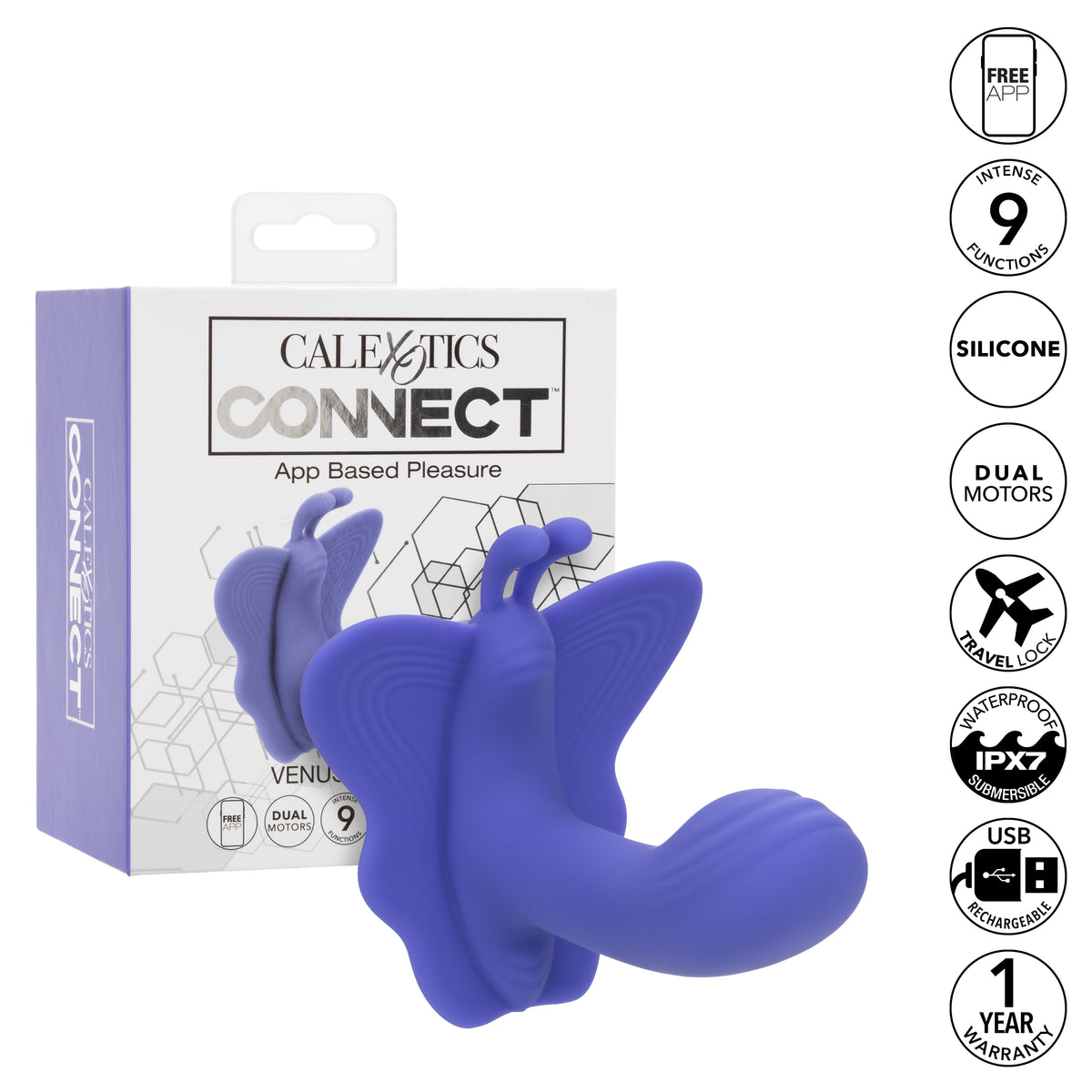 CalExotics - Connect Venus Butterfly Couples Vibrator (Purple) - Purple