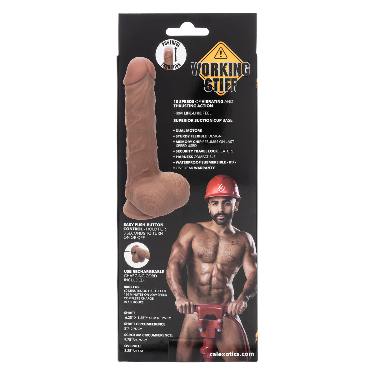 CalExotics - Working Stiff Thrusting Jack Hammer Suction Dildo (Brown) - Brown
