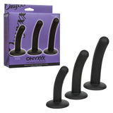 CalExotics - Onyxxx 3-Piece Silicone Curved Anal Probe Set (Black) - Black