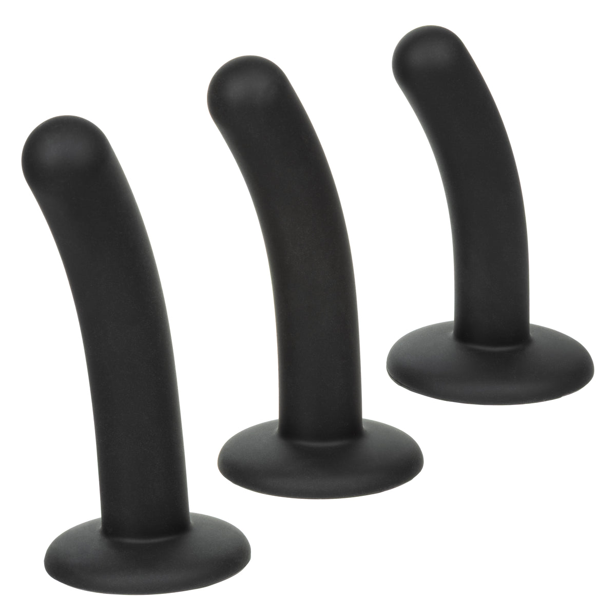 CalExotics - Onyxxx 3-Piece Silicone Curved Anal Probe Set (Black) - Black