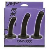 CalExotics - Onyxxx 3-Piece Silicone Curved Anal Probe Set (Black) - Black