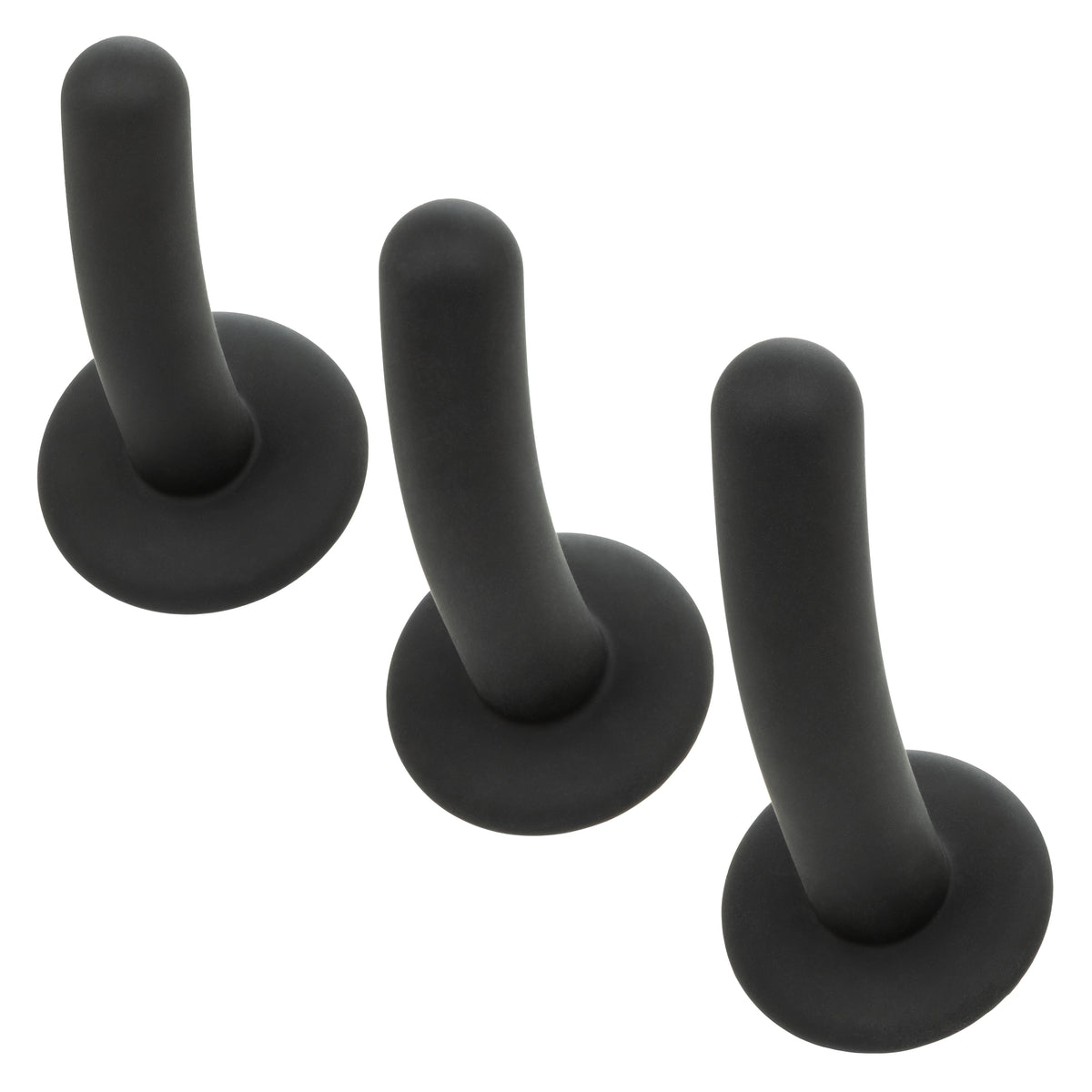 CalExotics - Onyxxx 3-Piece Silicone Curved Anal Probe Set (Black) - Black