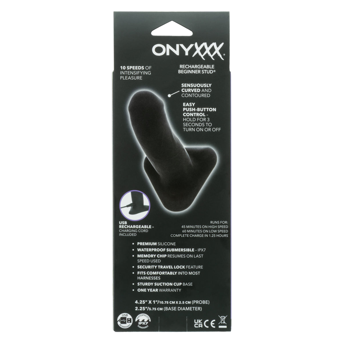 CalExotics - Onyxxx Rechargeable Silicone Anal Plug (Black) - Black / Beginner