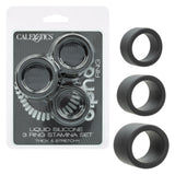 CalExotics - Alpha 3-Ring Stamina Cock Ring Set (Black) - Black