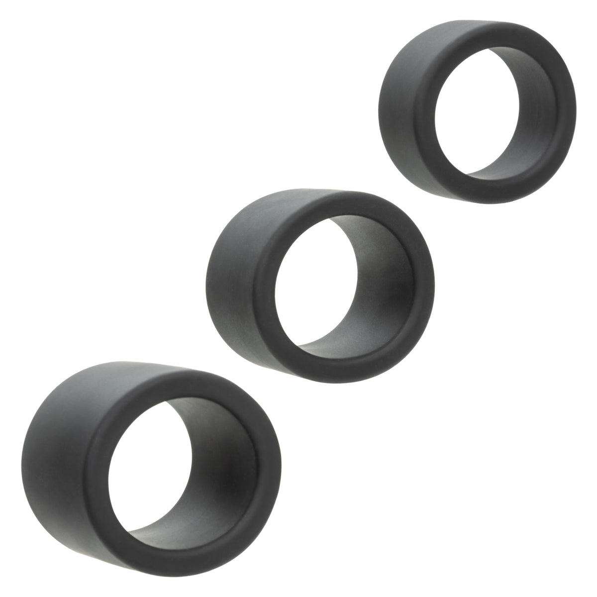 CalExotics - Alpha 3-Ring Stamina Cock Ring Set (Black) - Black