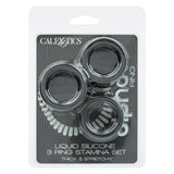 CalExotics - Alpha 3-Ring Stamina Cock Ring Set (Black) - Black