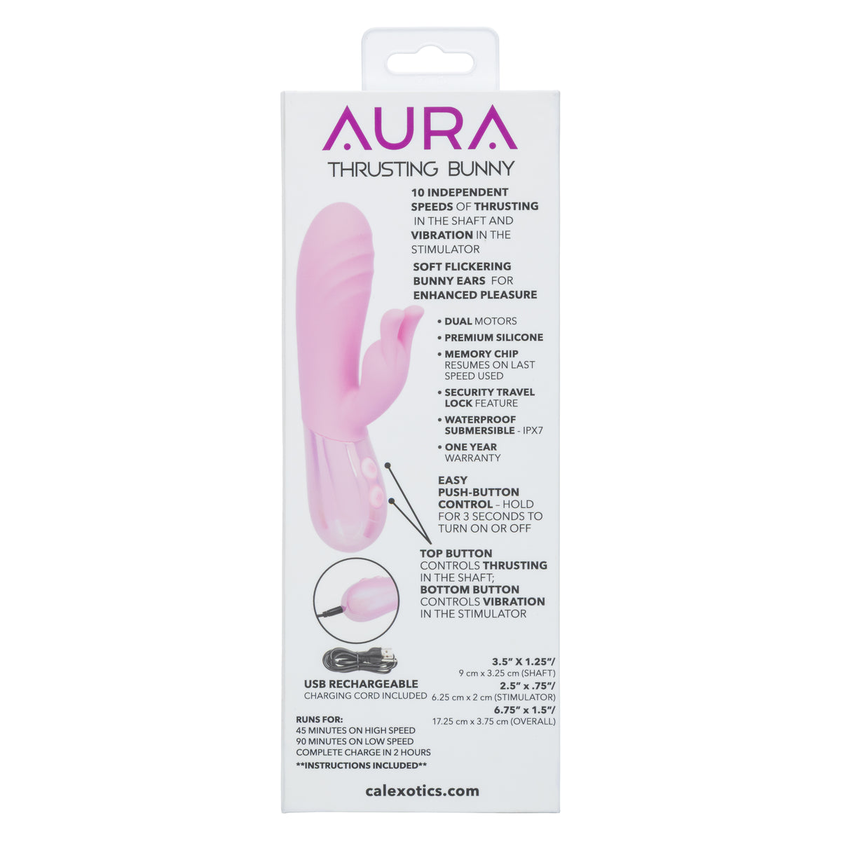 CalExotics - Aura Thrusting Bunny Dual-Action Vibrator (Pink) - Pink