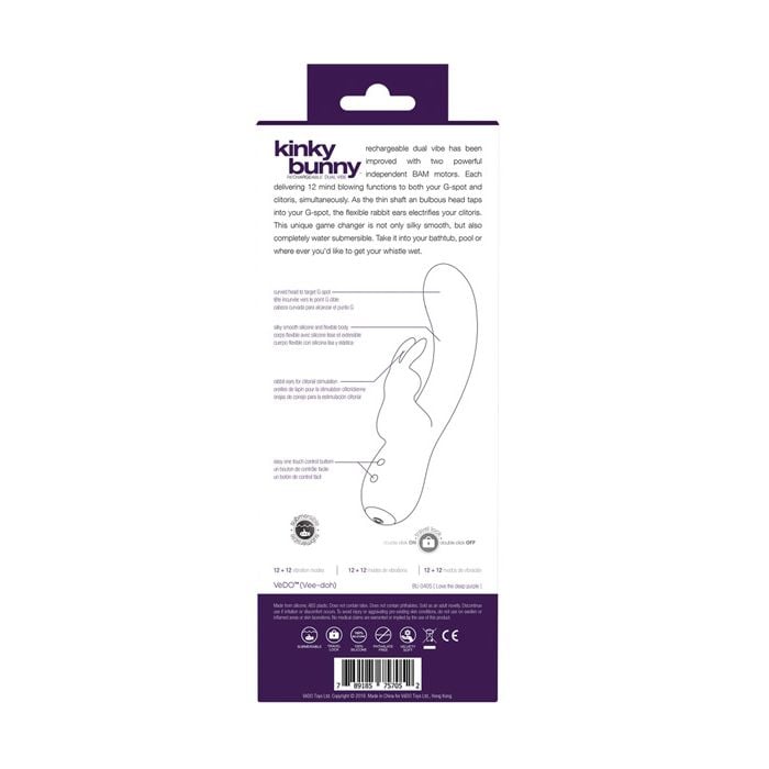 VeDO - Kinky Bunny Plus Rechargeable Rabbit Vibrator (Purple) - Purple