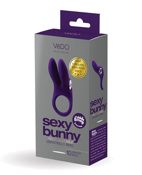 VeDO - Sexy Bunny Rechargeable Vibrating Cock Ring (Purple) - Purple