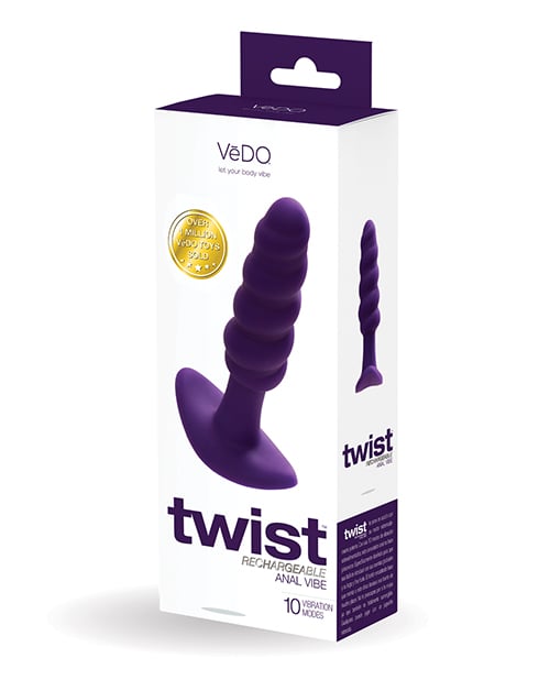VeDO - Twist Rechargeable Vibrating Anal Plug (Purple) - Purple