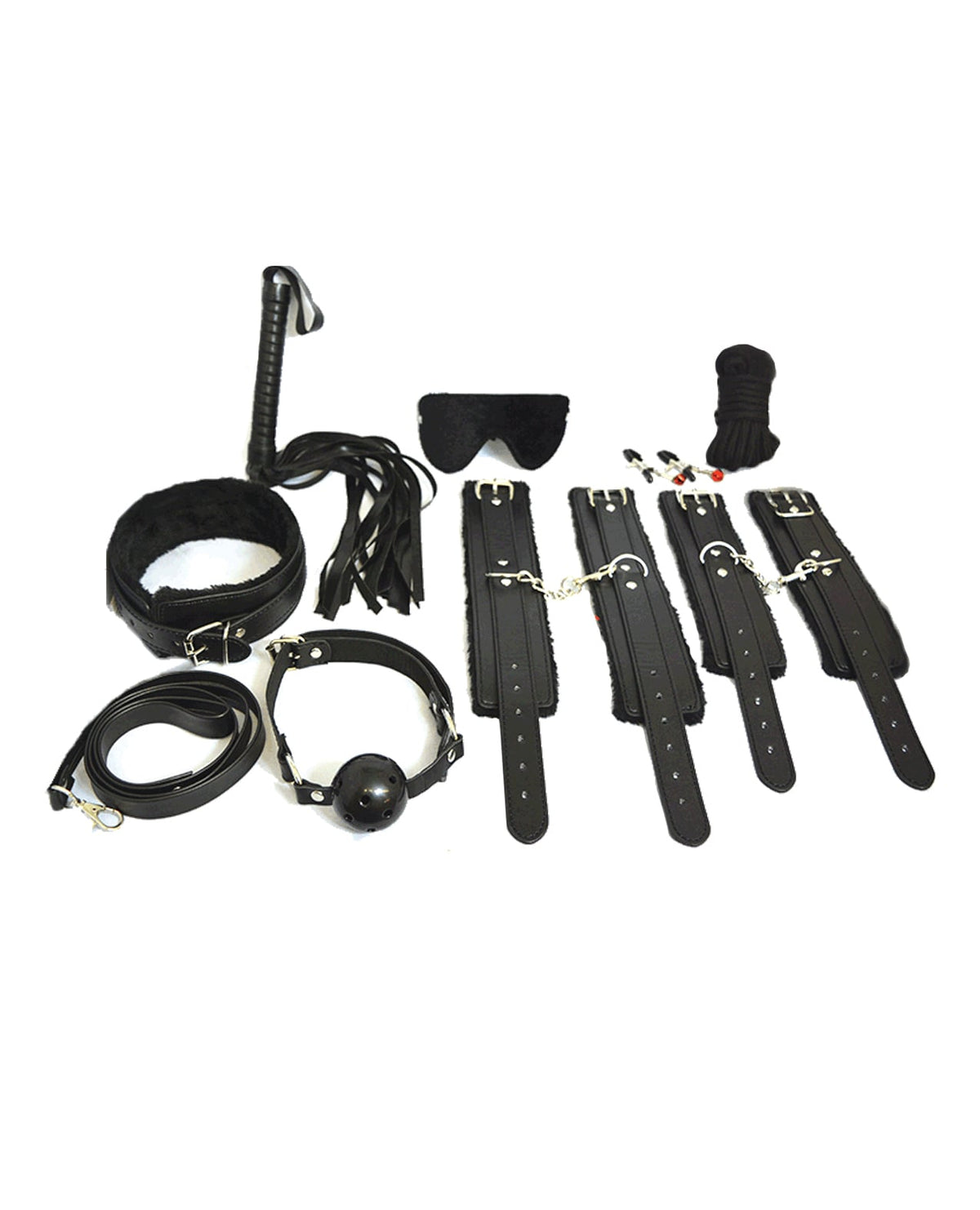 Plesur - Everything Bondage 12-Piece BDSM Kit (Black) - Black