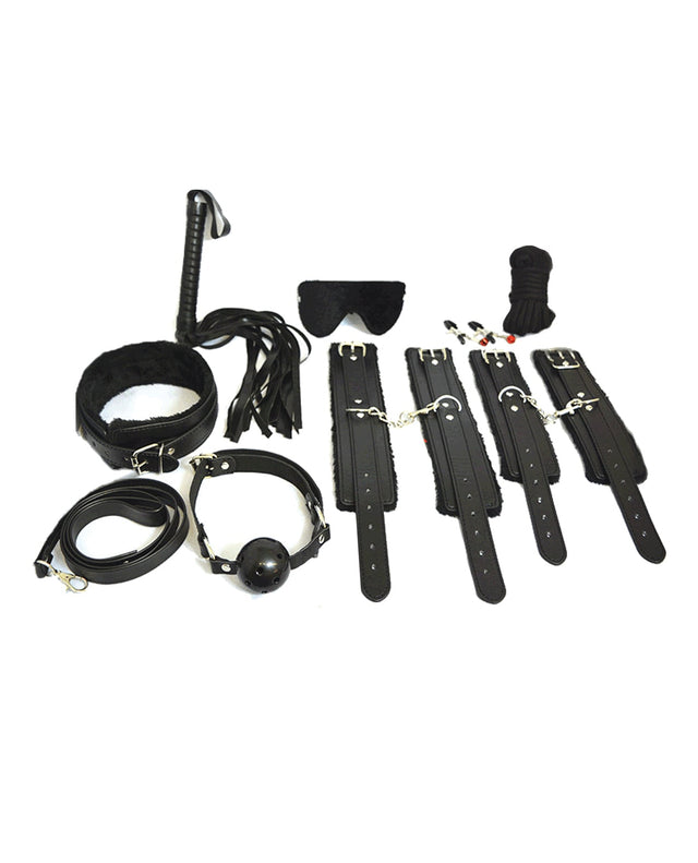 Plesur - Everything Bondage 12-Piece BDSM Kit (Black) - Black